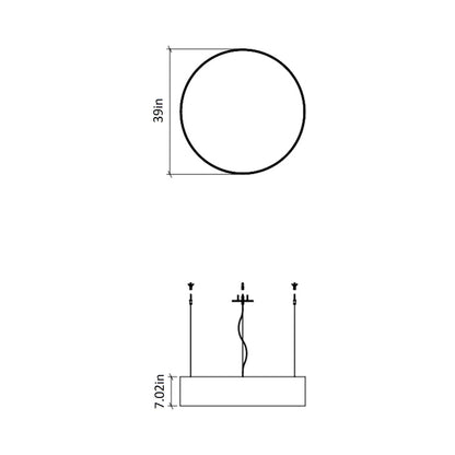 Cylindrical Small LED Pendant Light - line drawing.