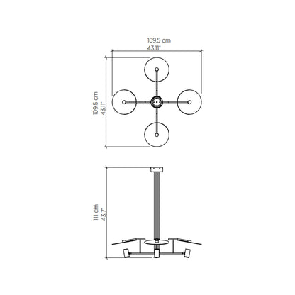 Dot Chandelier - line drawing.