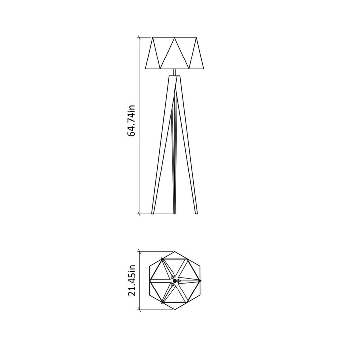 Faceted Floor Lamp - line drawing.