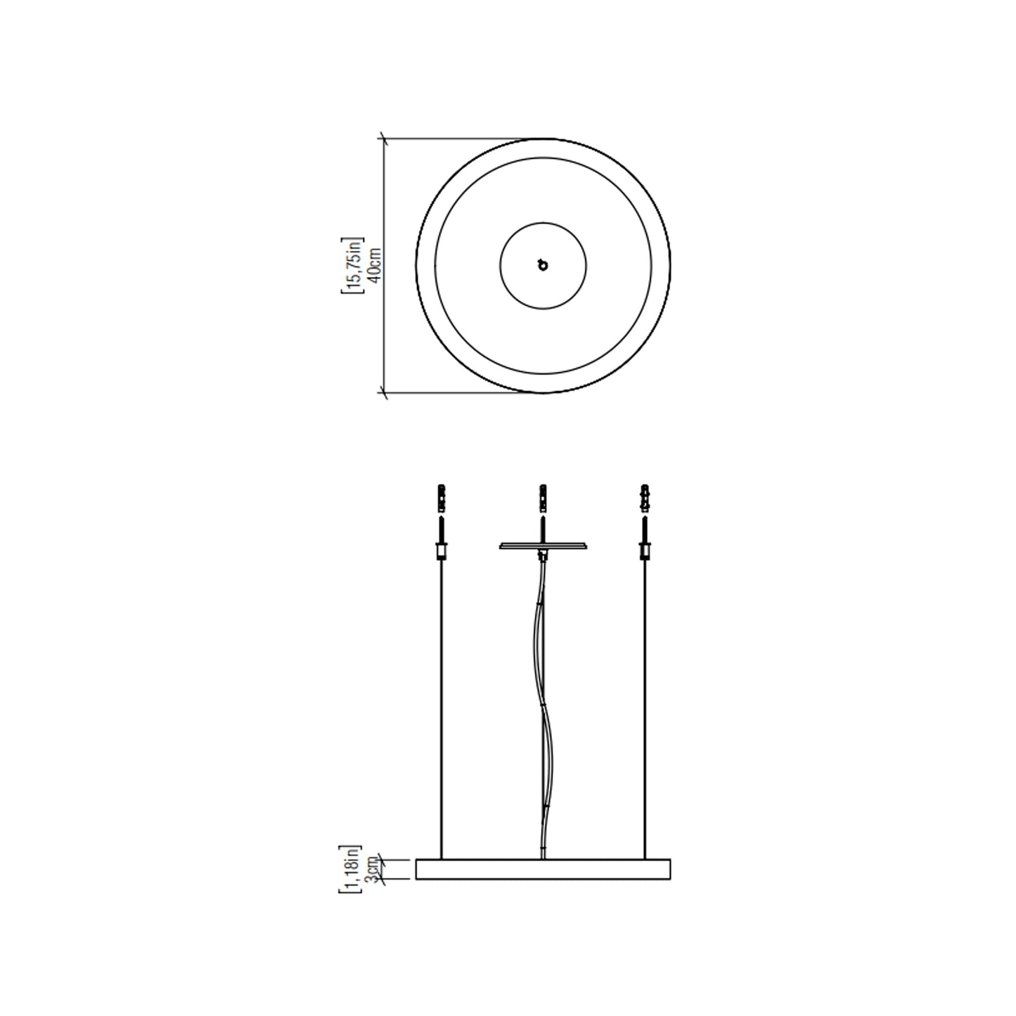 Frame LED Mini Pendant Light - line drawing.