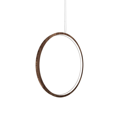 Frame LED Vertical Pendant Light in American Walnut (27.56-Inch).