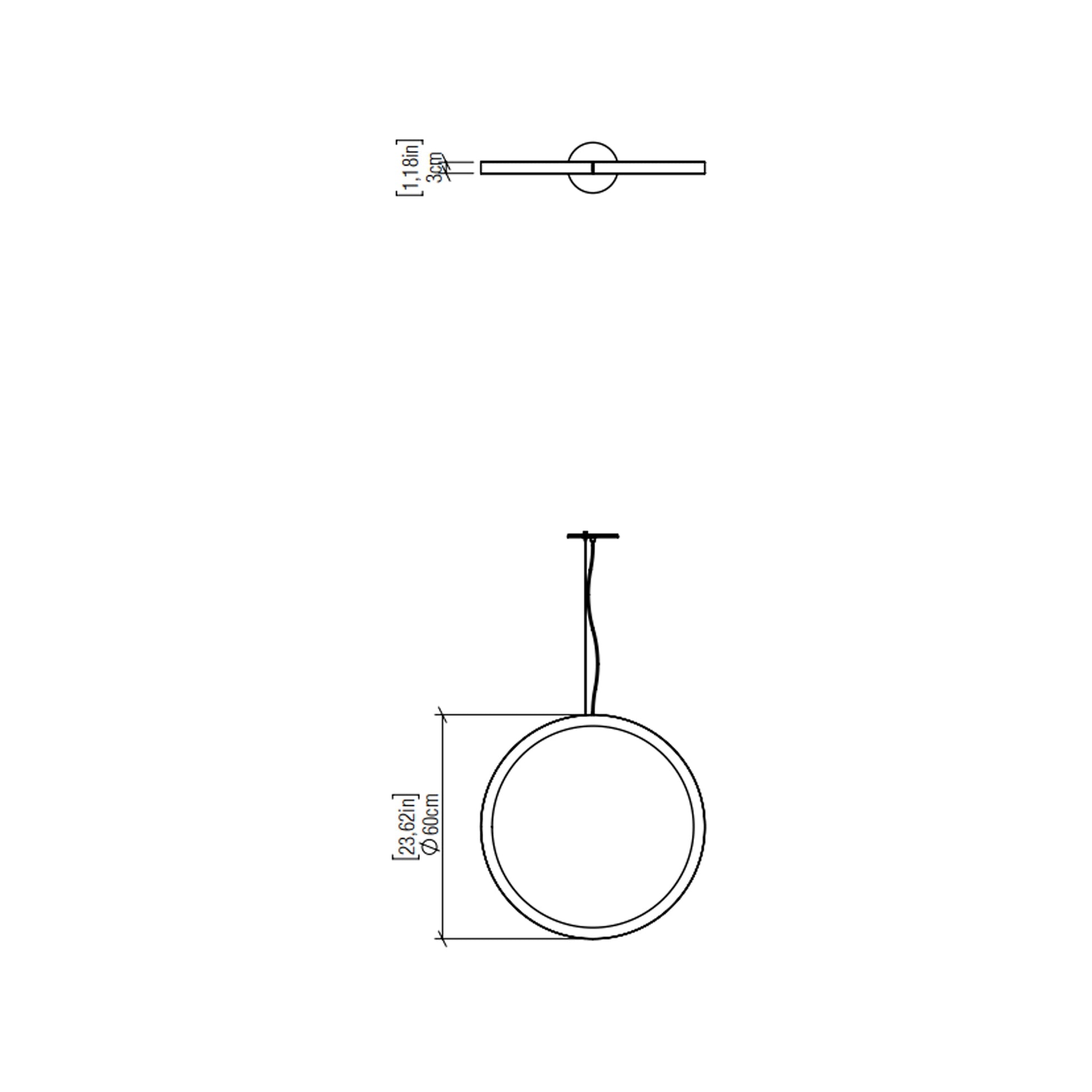 Frame LED Vertical Pendant Light - line drawing.