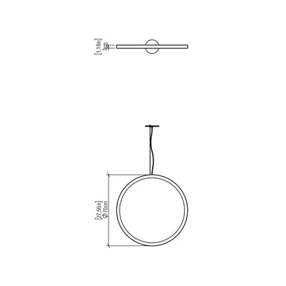 Frame LED Vertical Pendant Light - line drawing.