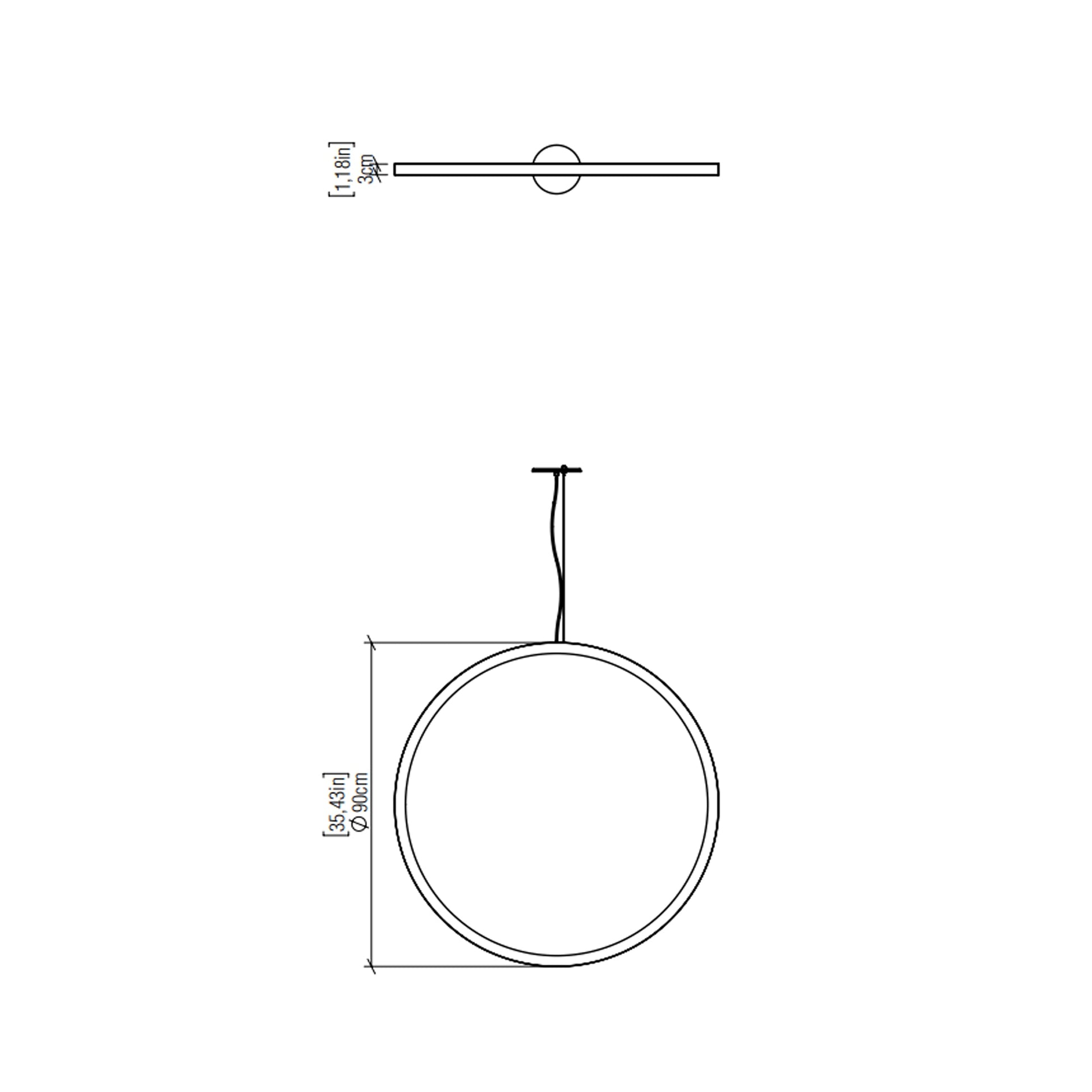 Frame LED Vertical Pendant Light - line drawing.