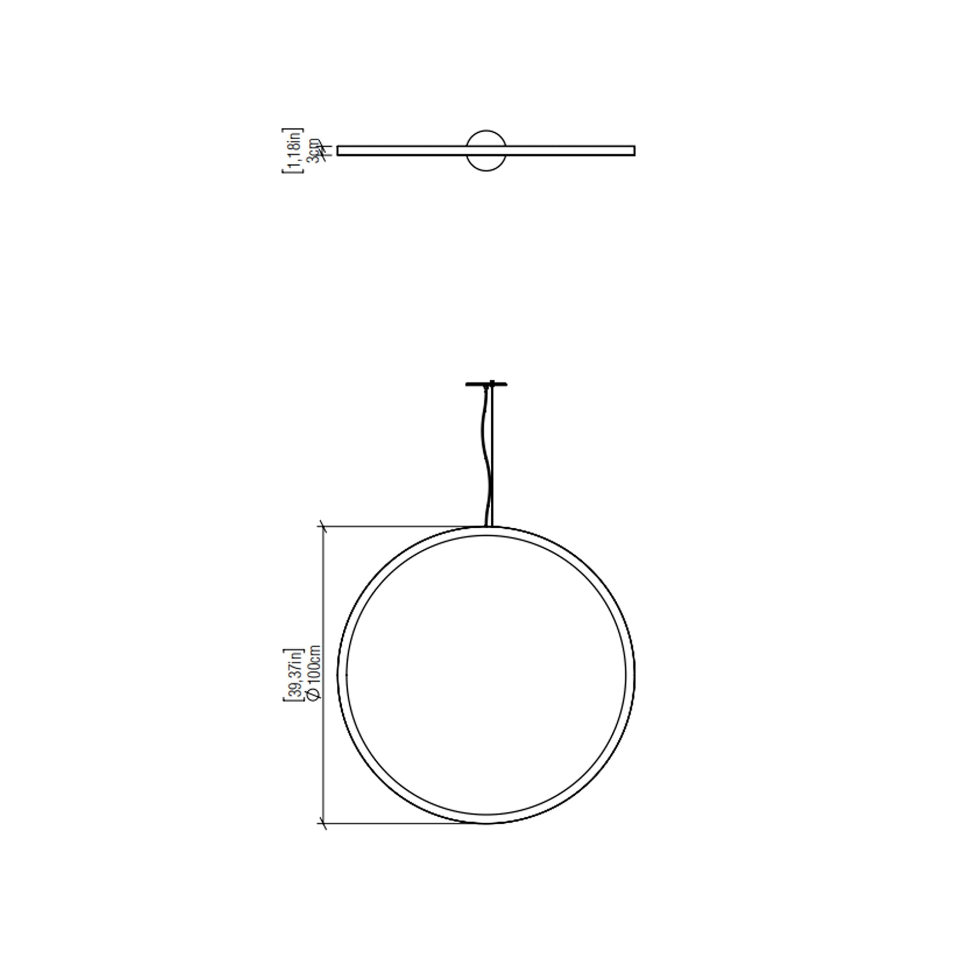 Frame LED Vertical Pendant Light - line drawing.