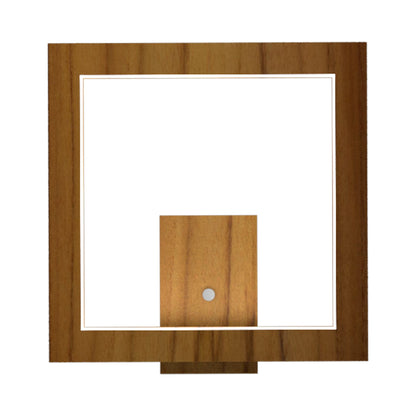 Frame LED Wall Light in Teak (Square).