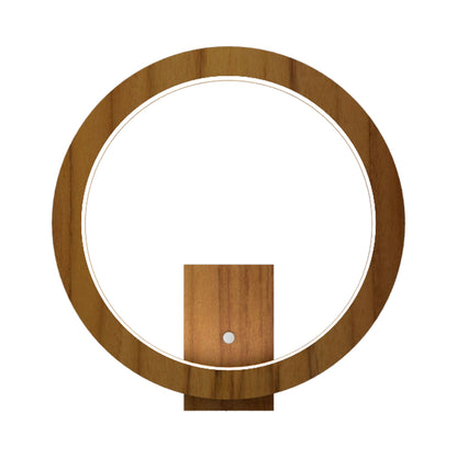 Frame LED Wall Light in Teak (Round).