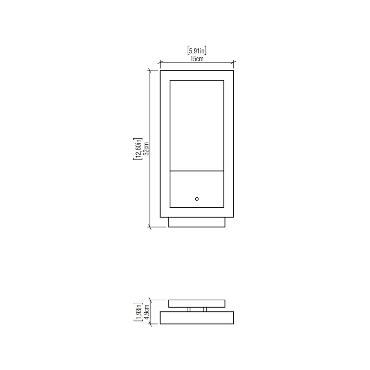 Frame LED Wall Light - line drawing.