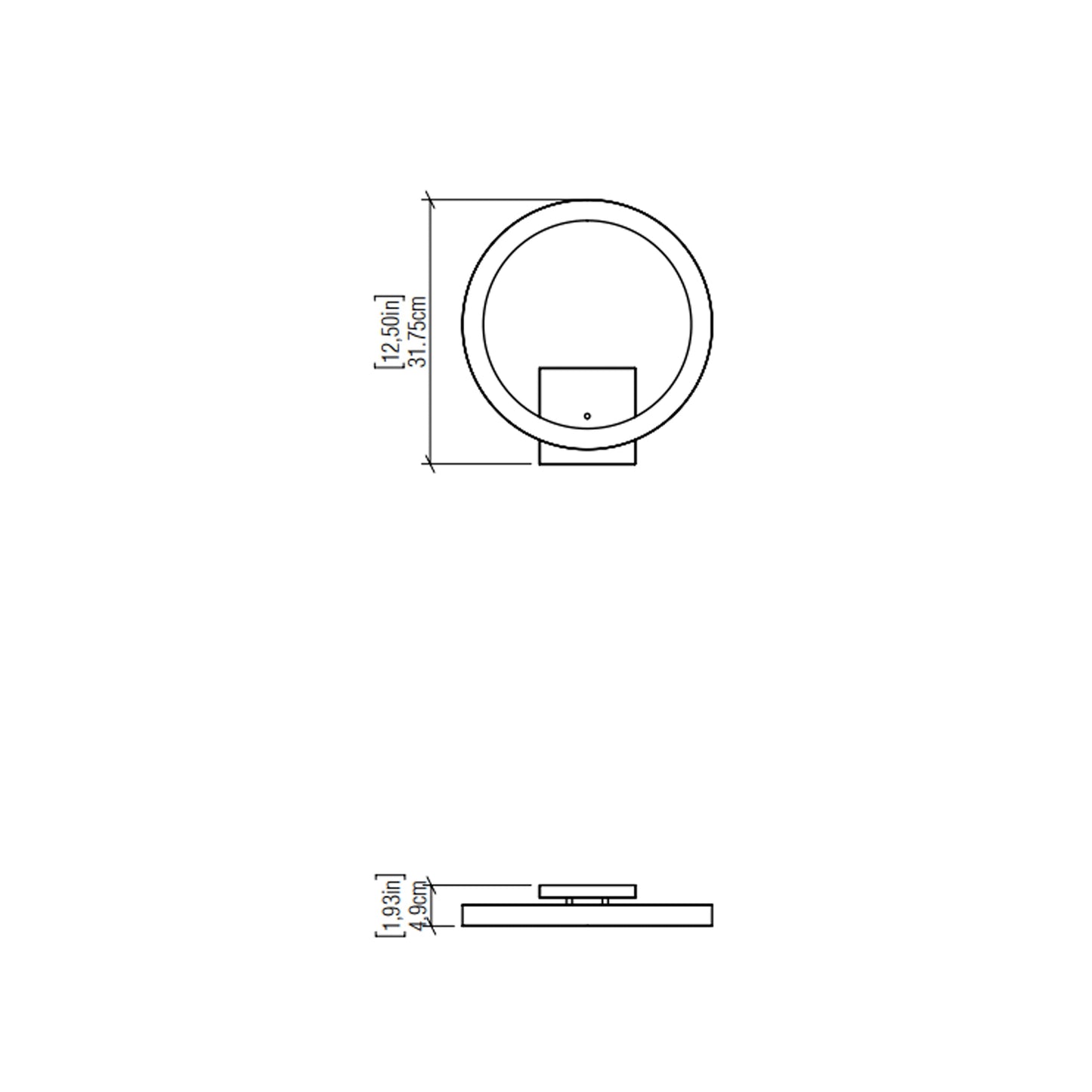 Frame LED Wall Light - line drawing.