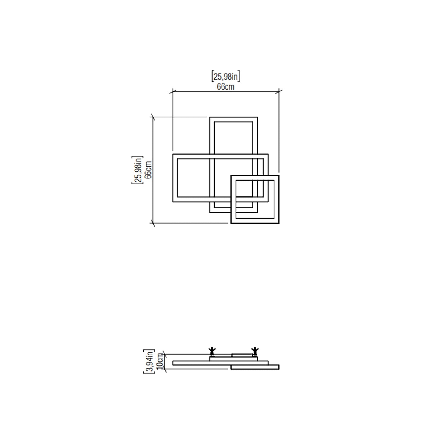 Frame Square LED Ceiling / Wall Light - line drawing.