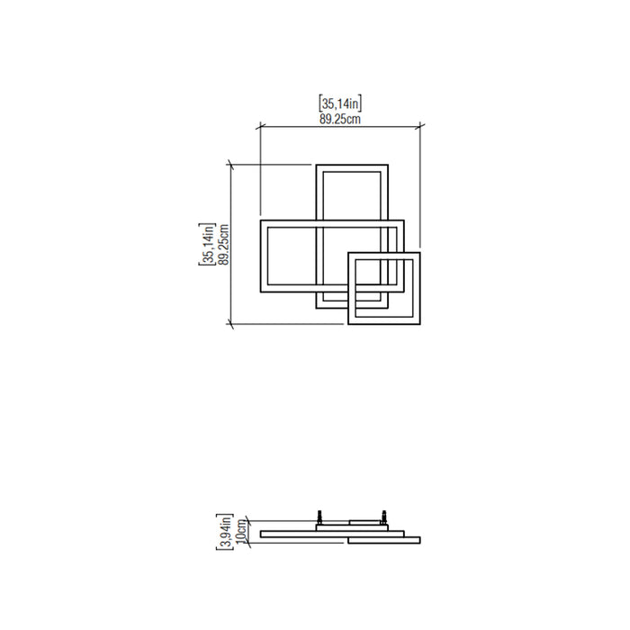 Frame Square LED Ceiling / Wall Light - line drawing.
