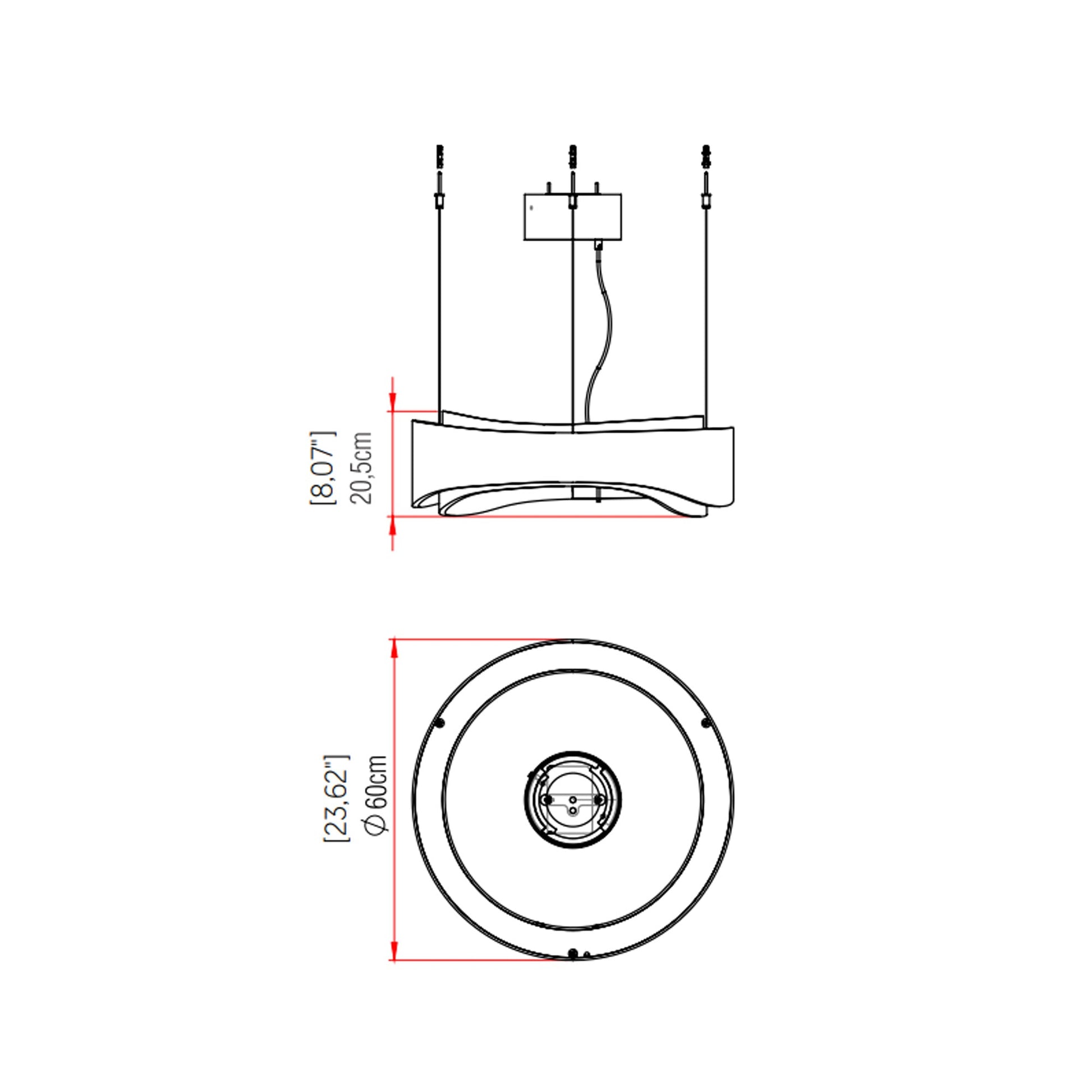 Horizon LED Pendant Light - line drawing.