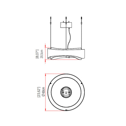 Horizon LED Pendant Light - line drawing.