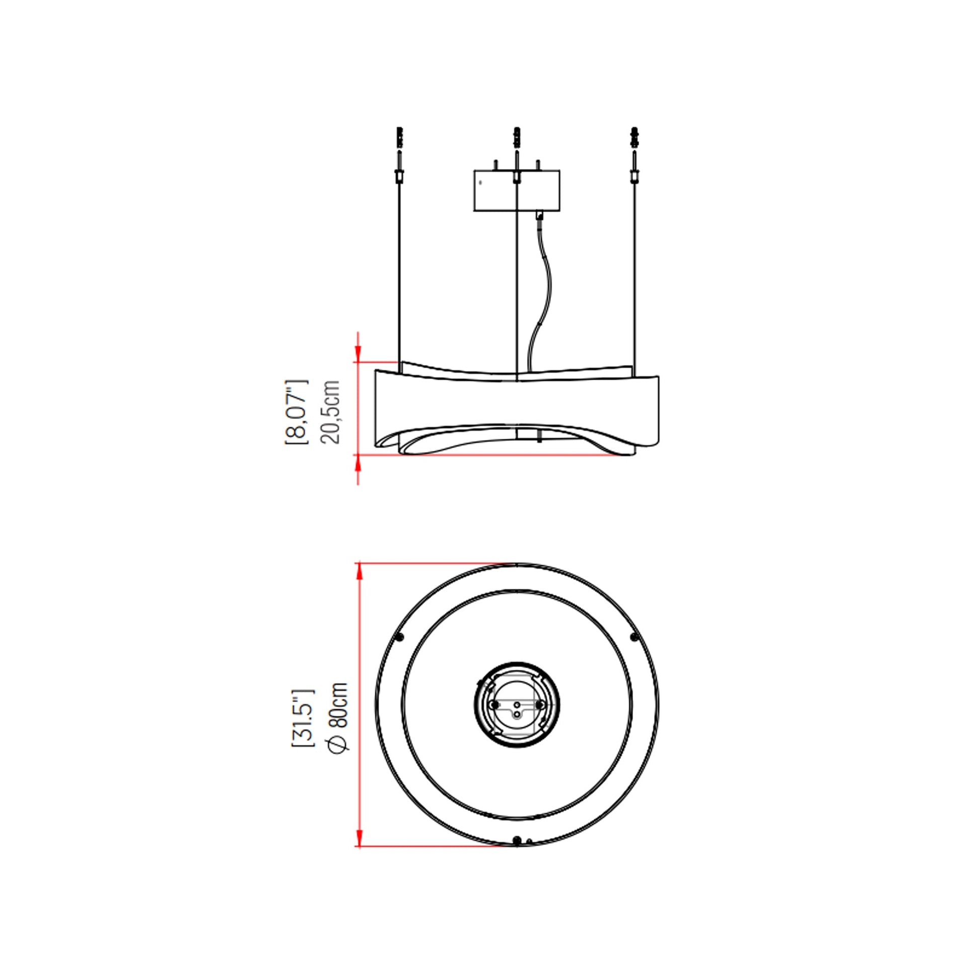 Horizon LED Pendant Light - line drawing.