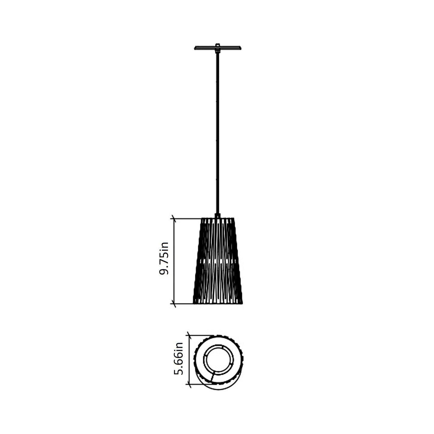 Living Hinges Pendant Light - line drawing.