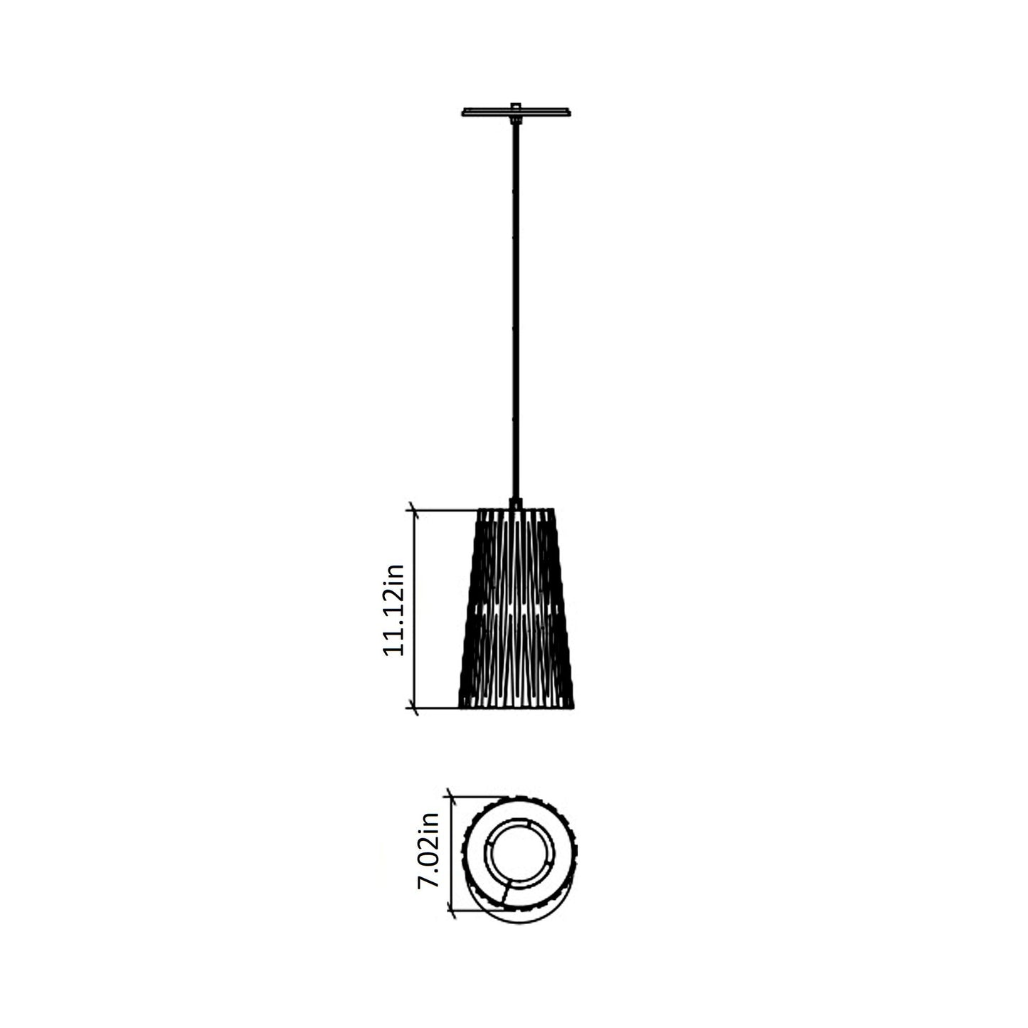 Living Hinges Pendant Light - line drawing.