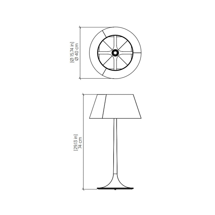 Nostalgia Table Lamp - line drawing.