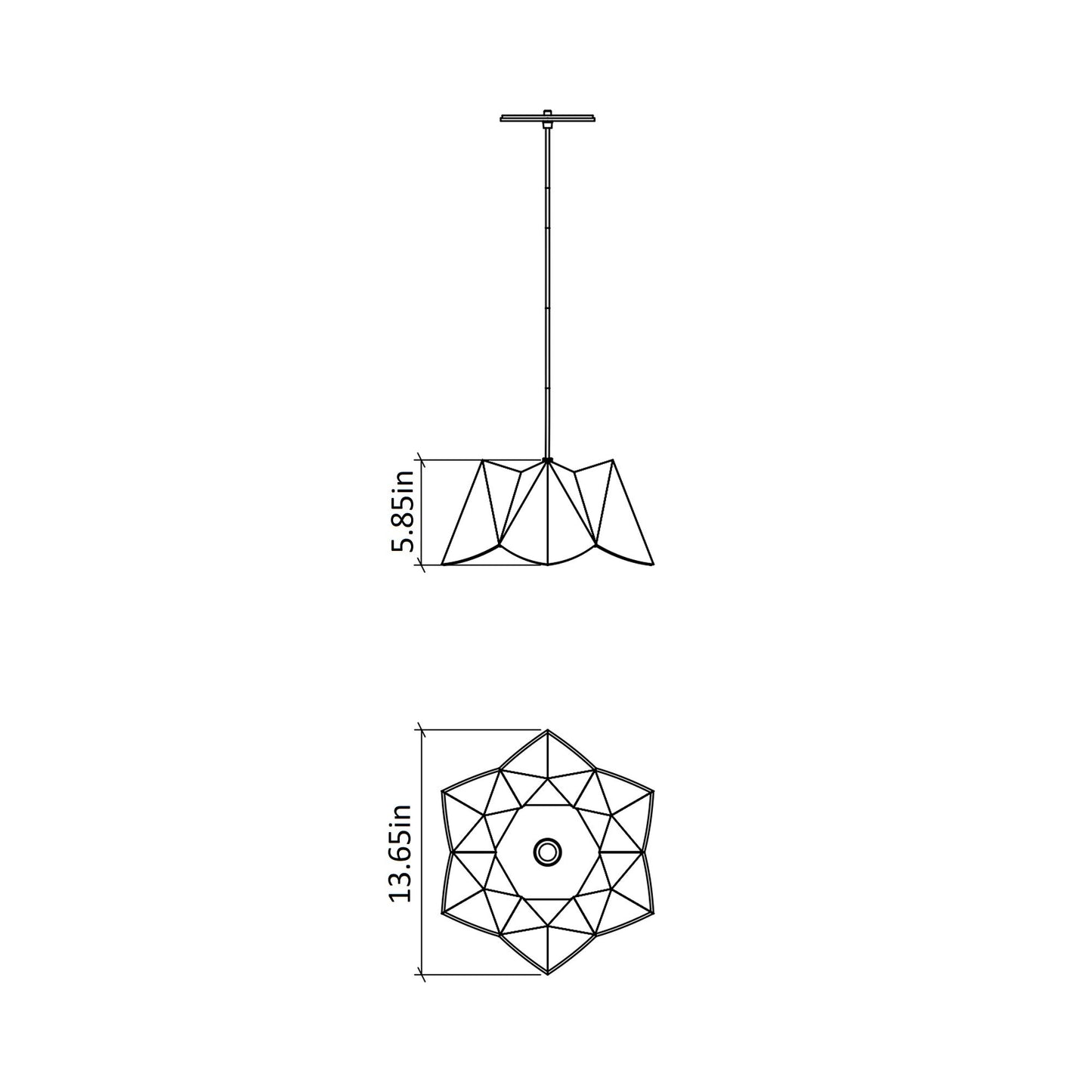 Physalis Pendant Light - line drawing.