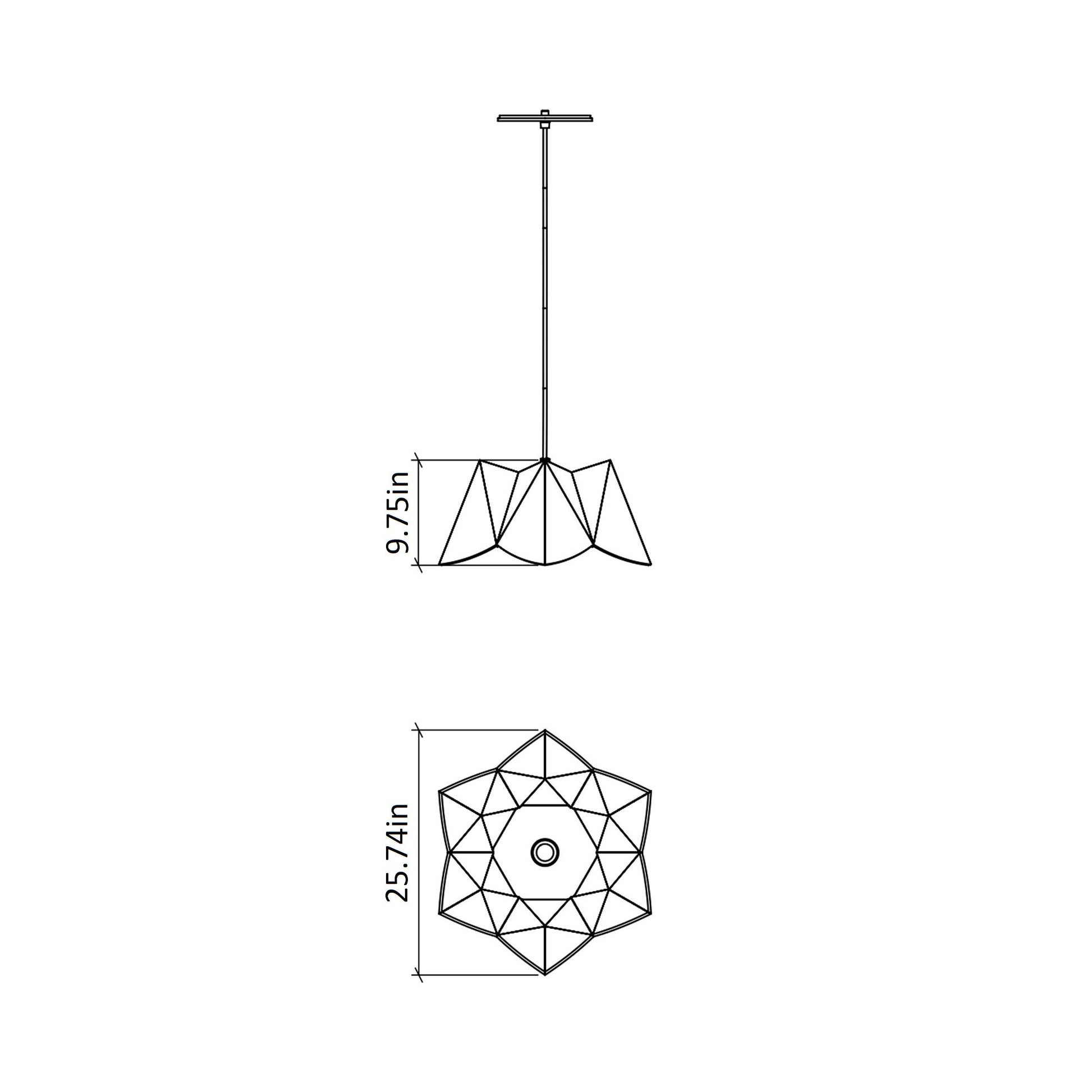 Physalis Pendant Light - line drawing.