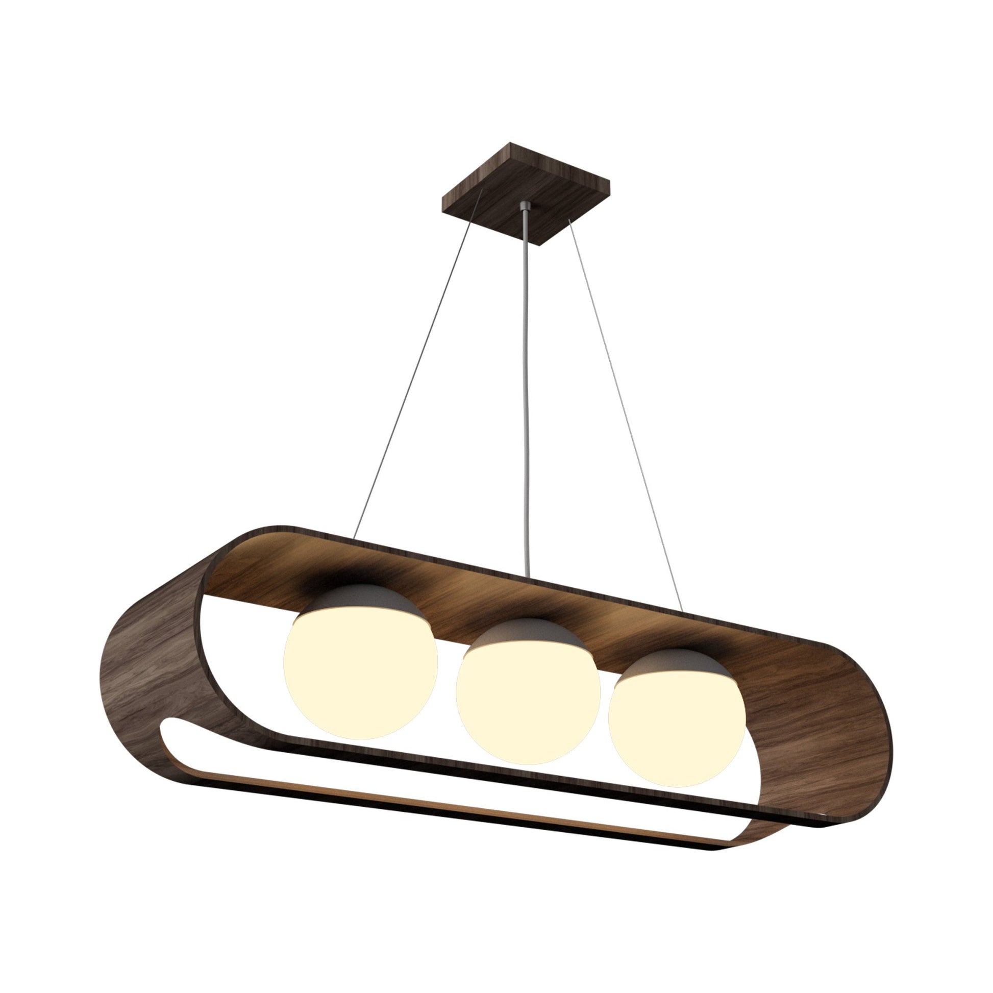 Sfera Linear Pendant Light in American Walnut.