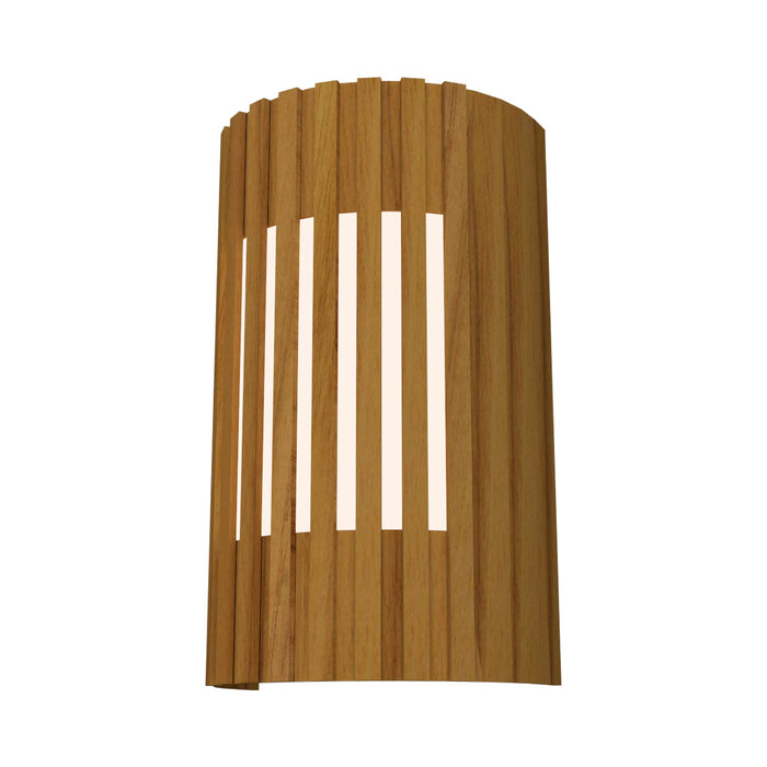 Slatted Curved Wall Light in Teak.