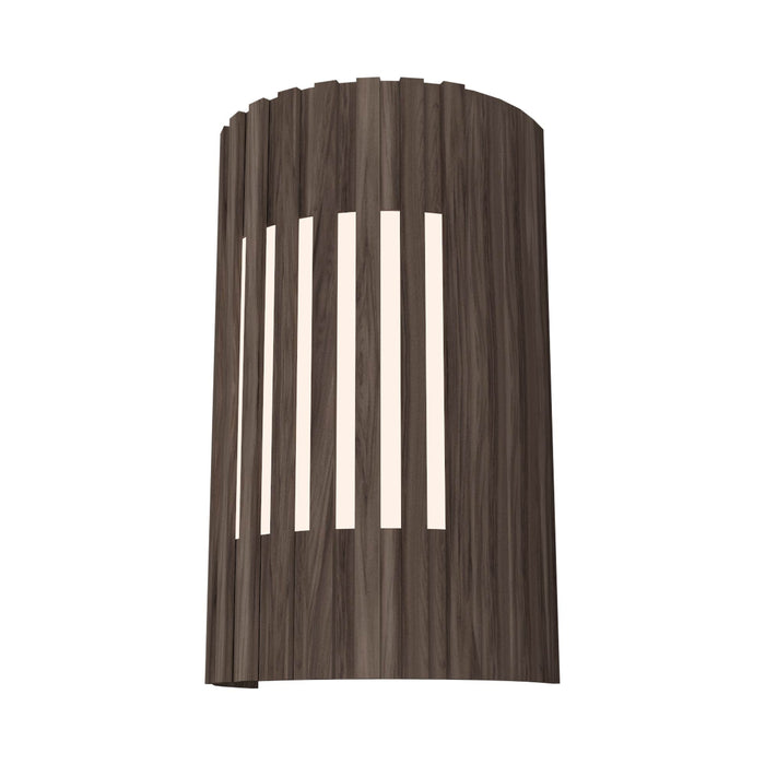 Slatted Curved Wall Light in American Walnut.