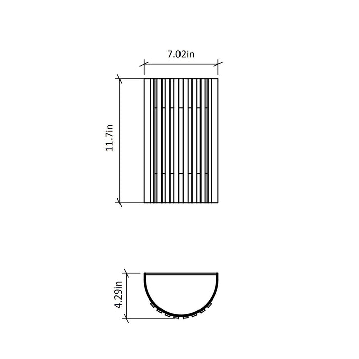 Slatted Curved Wall Light - line drawing.