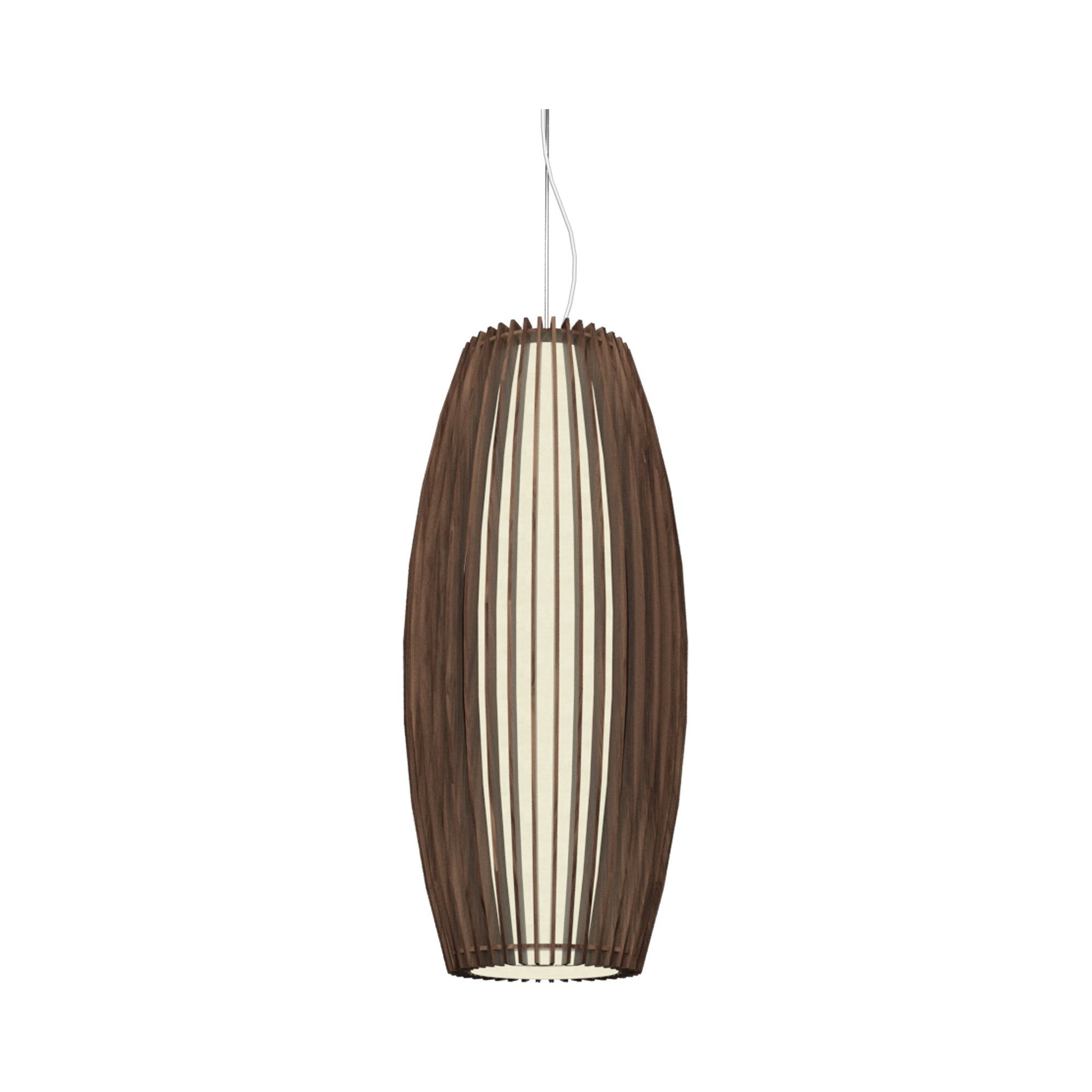 Stecche Di Legno Barrel Pendant Light in American Walnut.