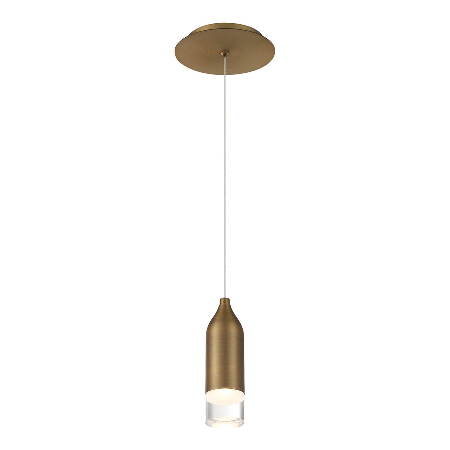 Action LED Mini Pendant Light in Aged Brass.