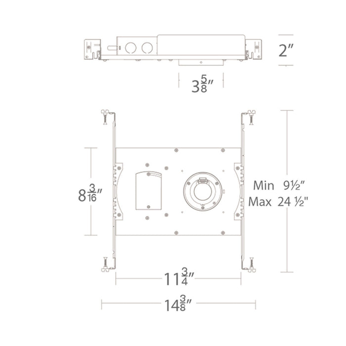 Aether 2 Inch Shallow Recessed Housing - line drawing.