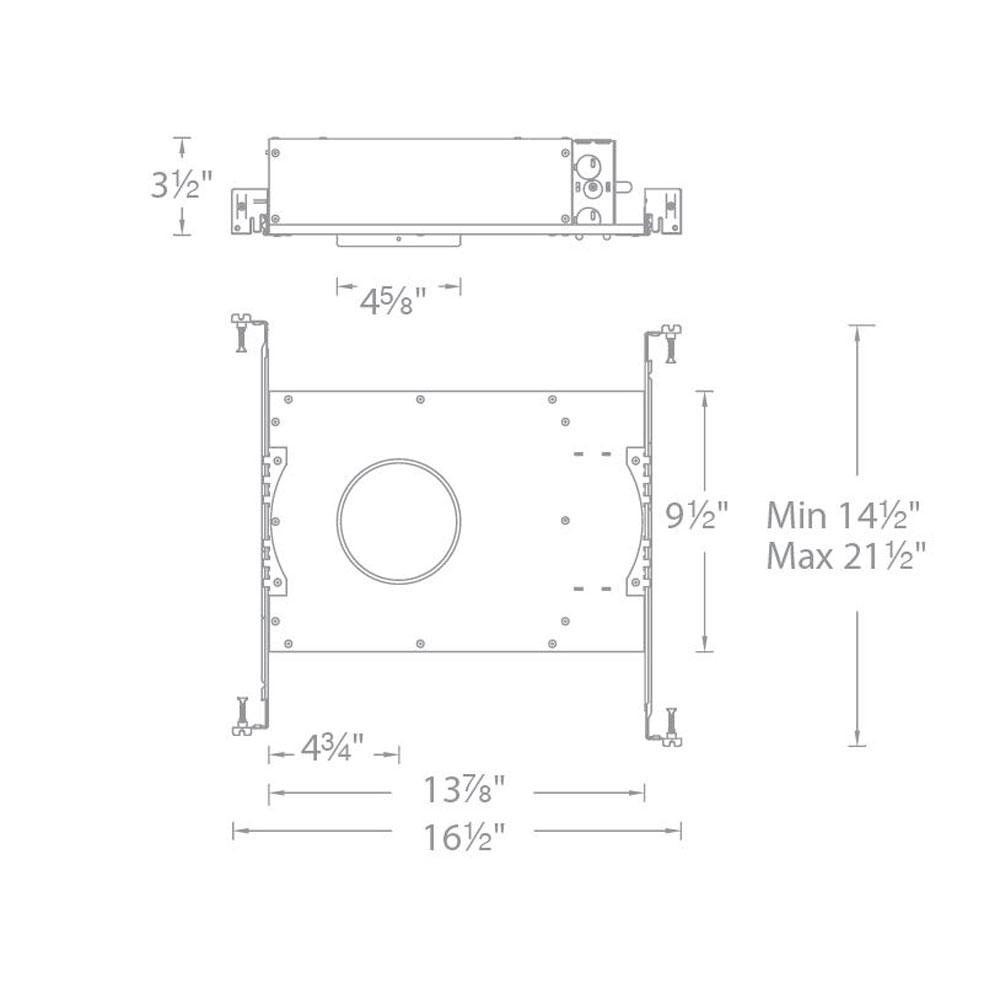 Aether 3.5 Inch Trimless Round Downlight LED Recessed Trim - line drawing.