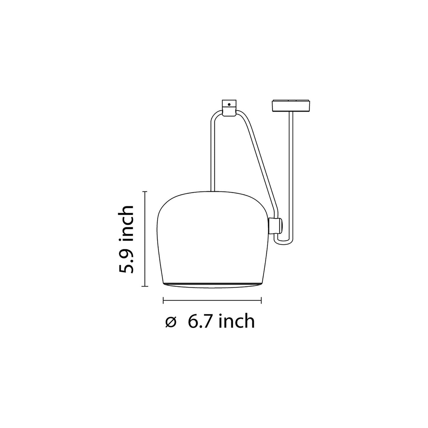 Aim LED Pendant Light - Line Drawing.