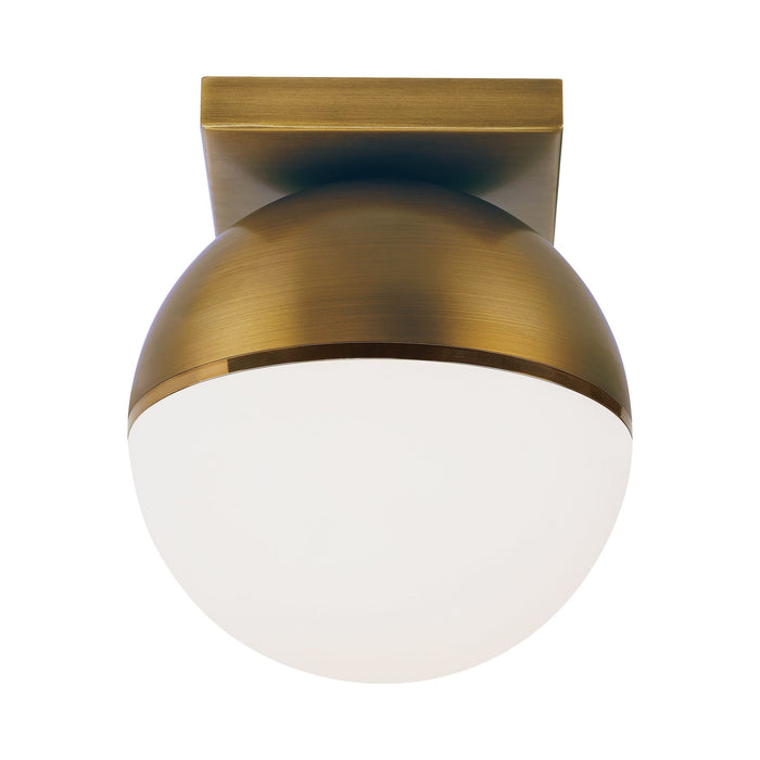 Akova LED Flush Mount Ceiling Light in Aged Brass/Bright Brass.