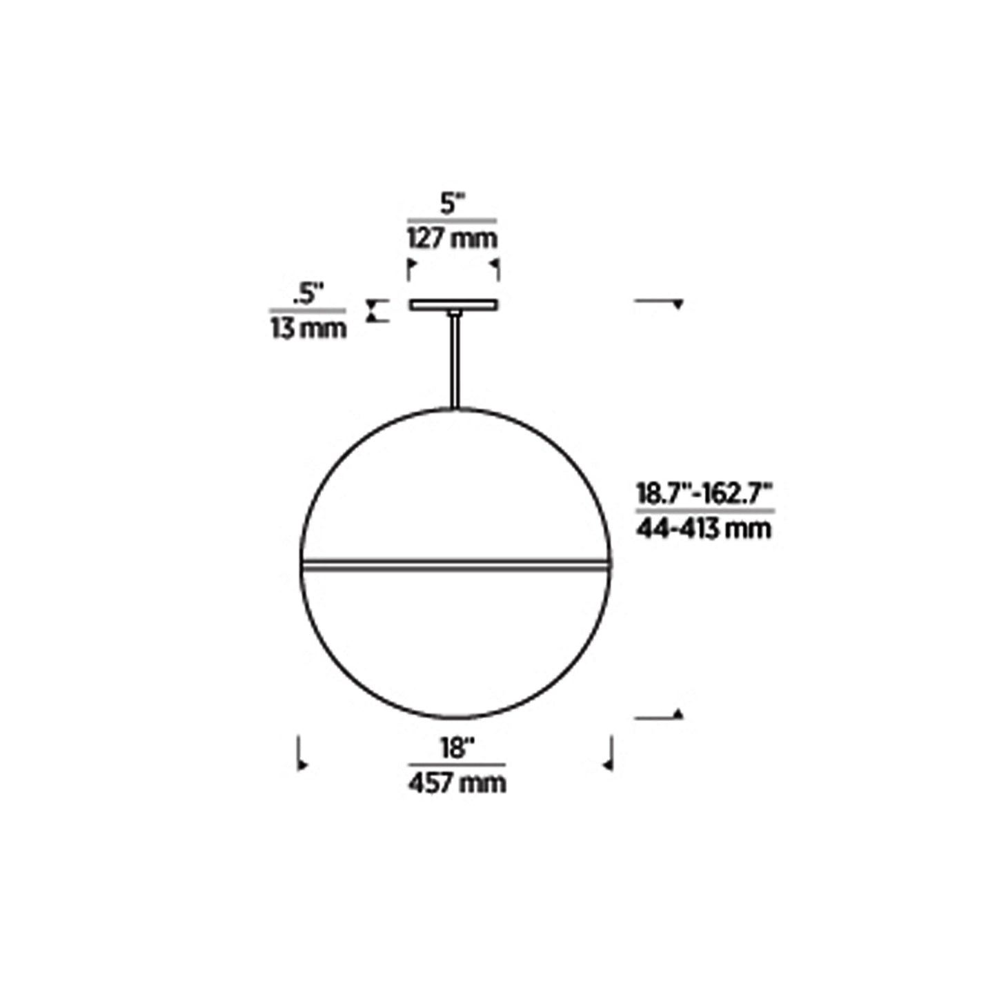 Akova Grande Pendant Light - line drawing.