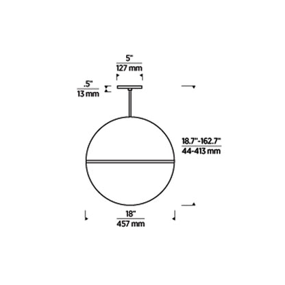 Akova Grande Pendant Light - line drawing.