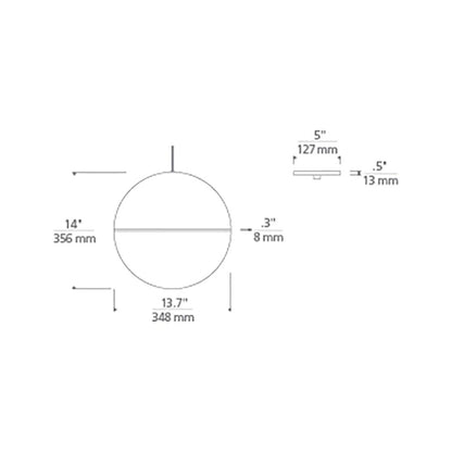 Akova Grande Pendant Light - line drawing.