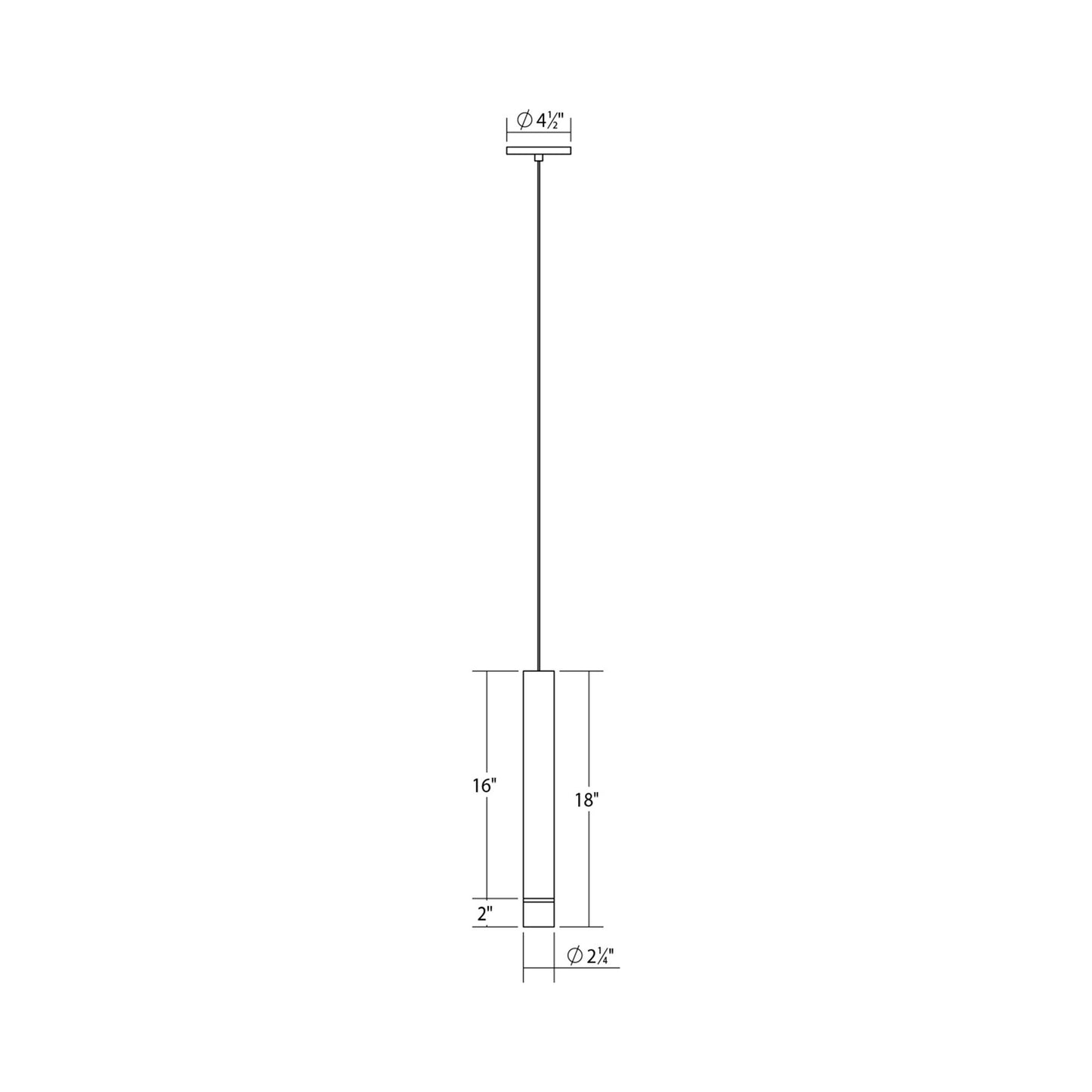 ALC™ LED Pendant Light - line drawing.