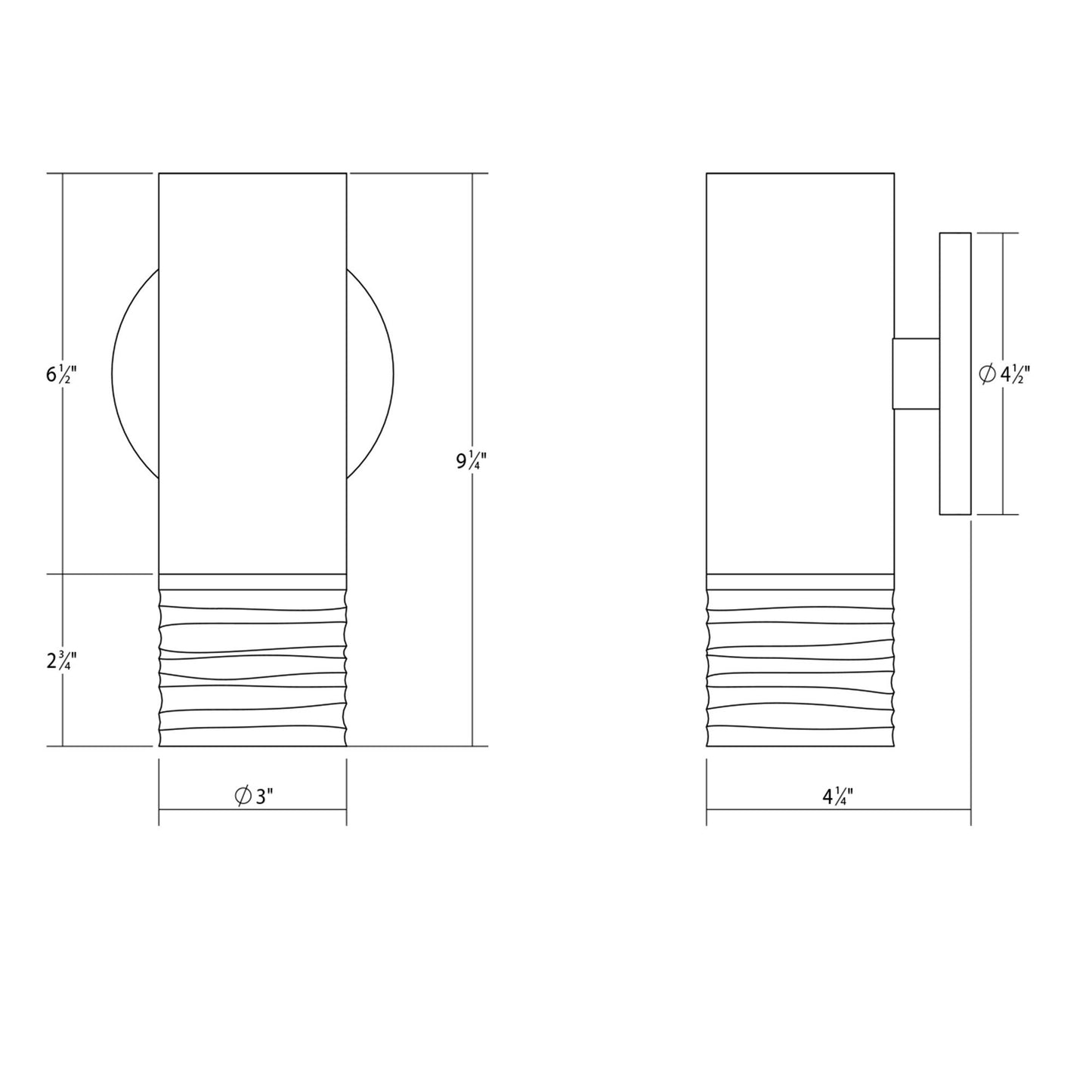 ALC™ LED Wall Light - line drawing.