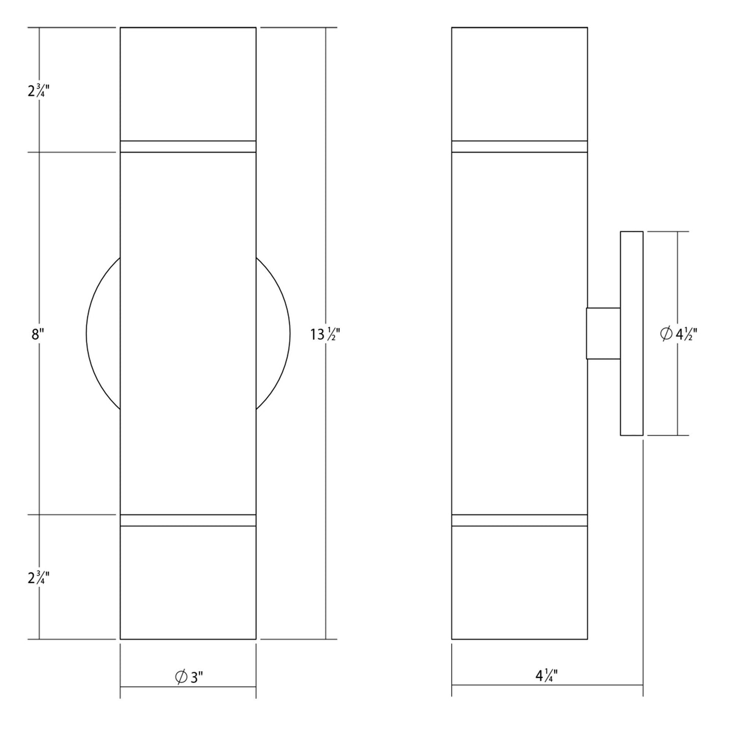 ALC™ LED Wall Light - line drawing.