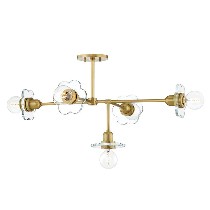 Alexa Chandelier in Brass and Clear.