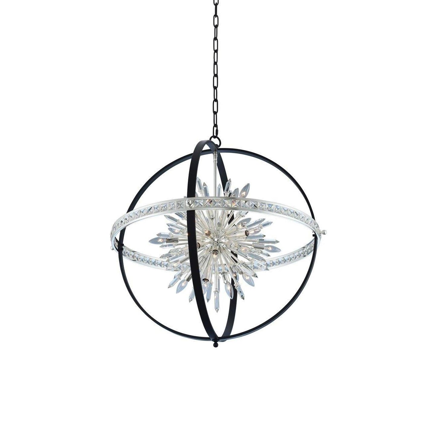 Angelo Pendant Light in Matte Black/Polished Silver (Large).