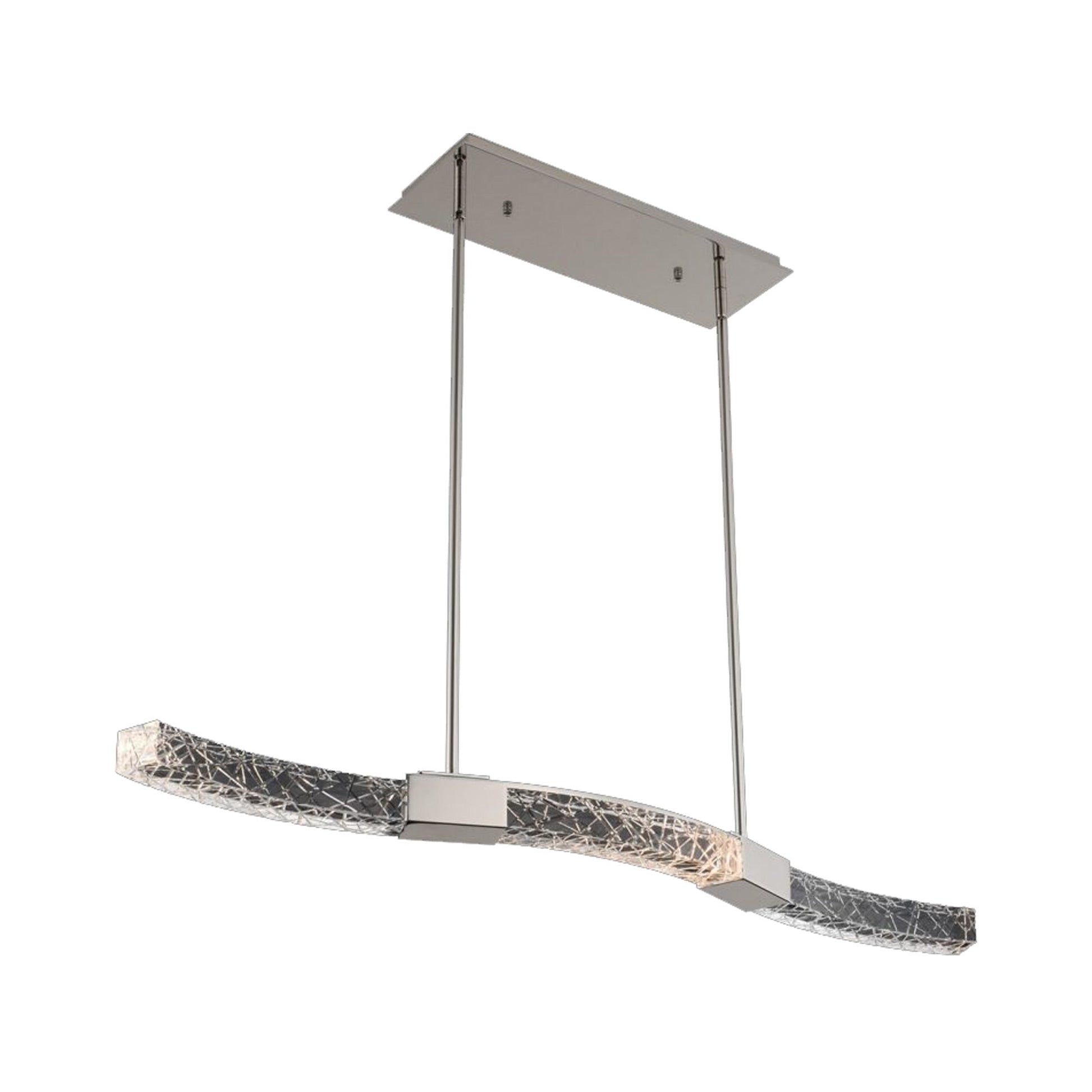 Athena LED Linear Pendant Light in Polished Nickel.