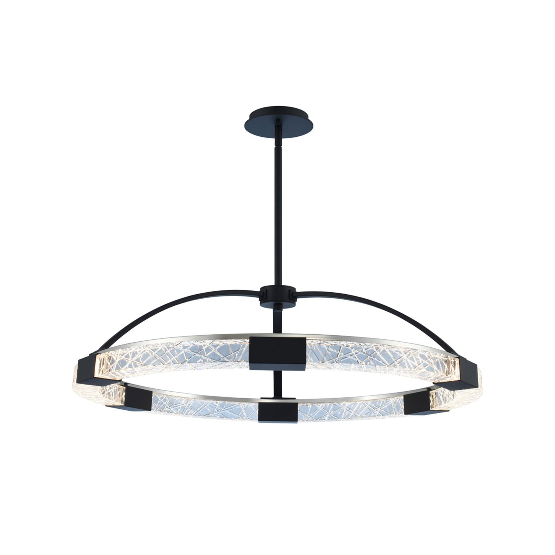 Athena LED Pendant Light in Matte Black an Polished Nickel.