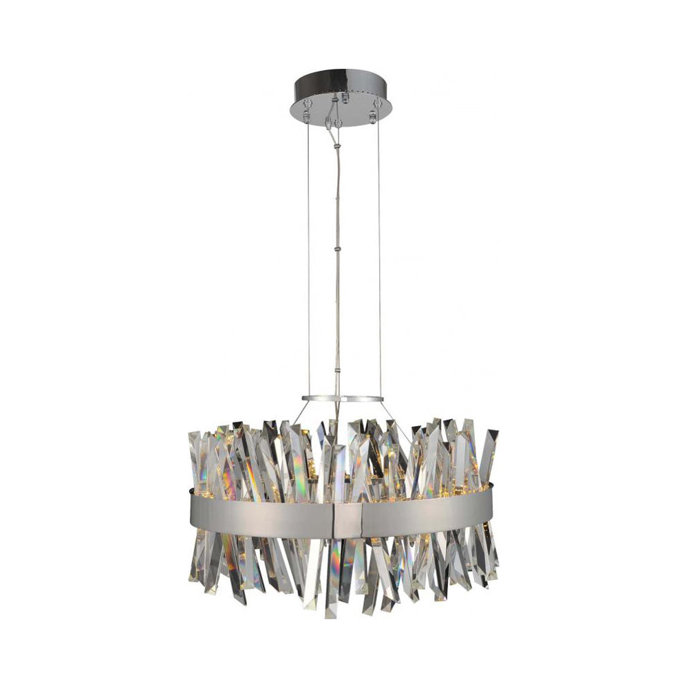 Glacier LED Round Pendant Light in Brushed Champagne Gold.