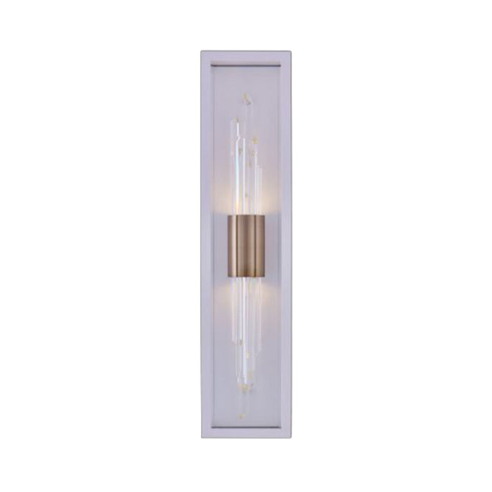 Lucca Outdoor LED Wall Light in Brushed Champagne Gold & Matte White.