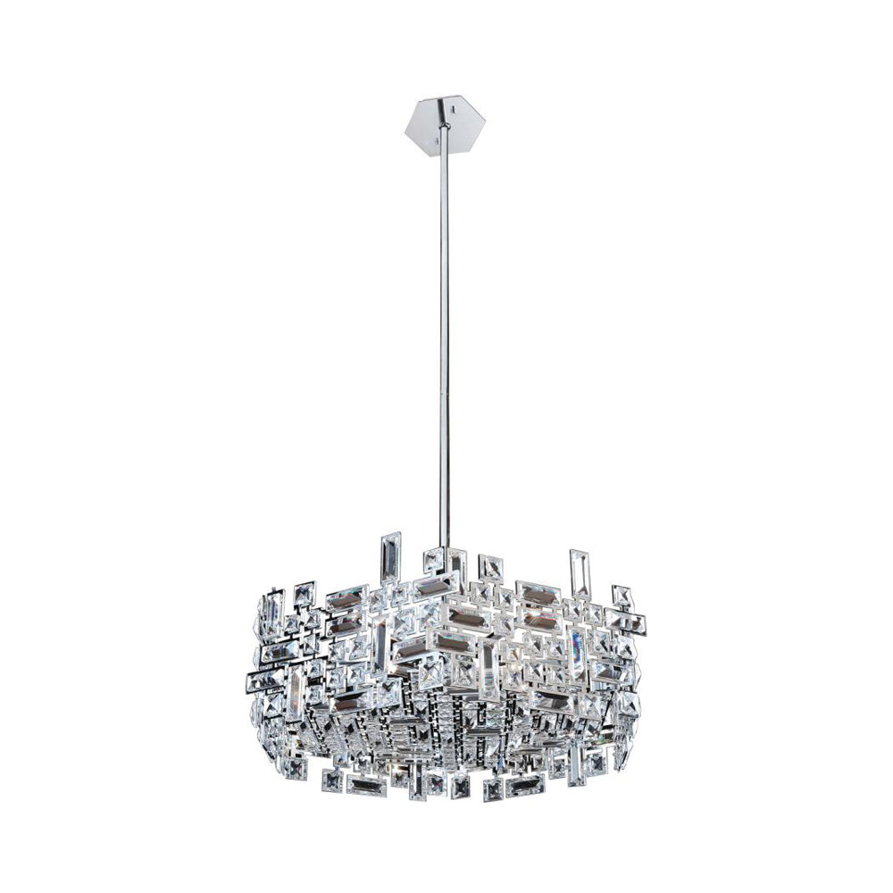 Vermeer Hexagonal Pendant Light in Polished Chrome.