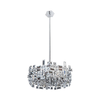 Vermeer Hexagonal Pendant Light in Polished Chrome.