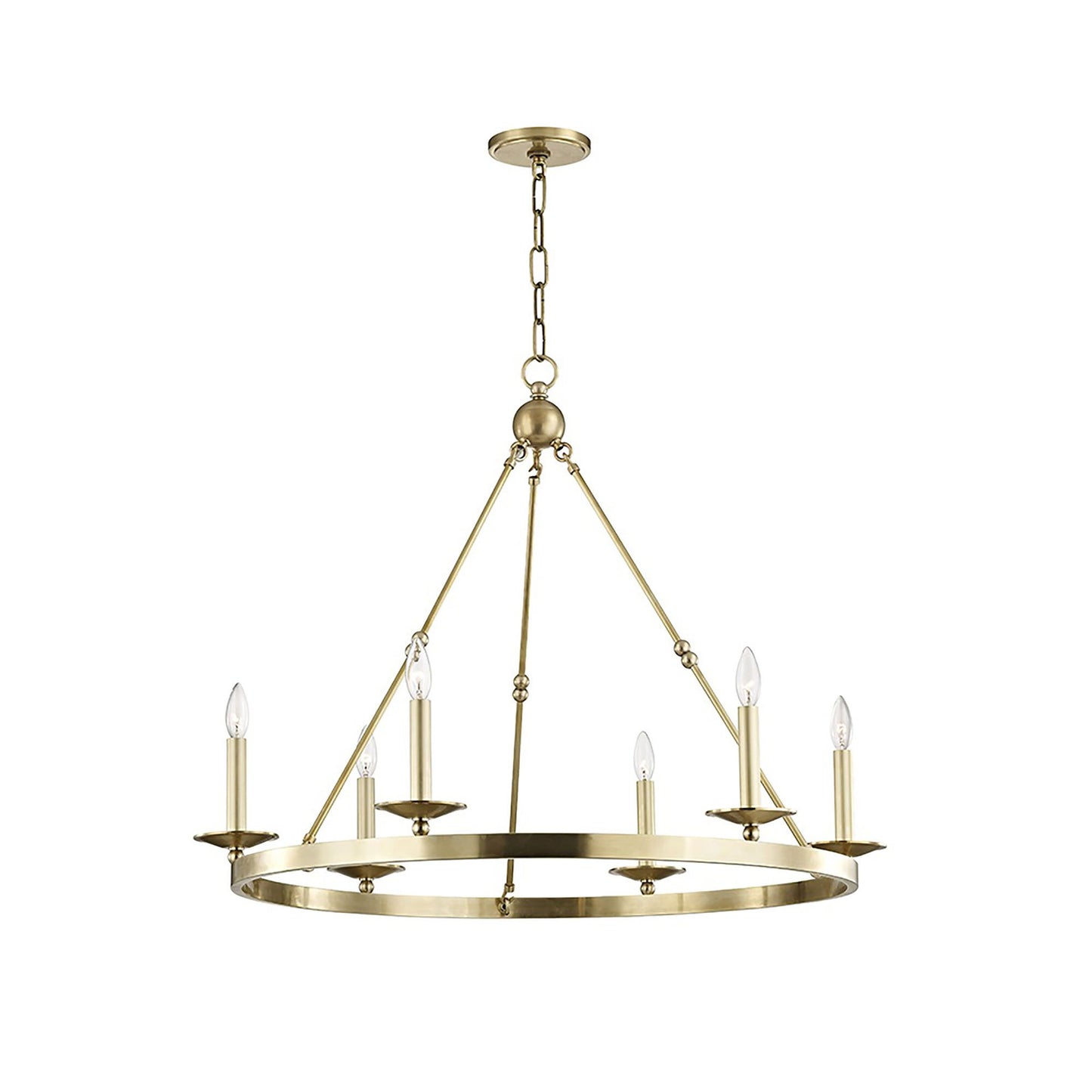 Allendale Chandelier in Aged Brass.