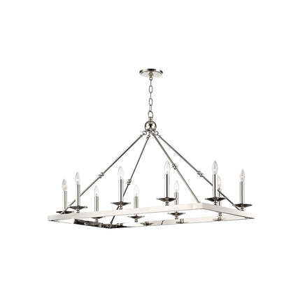 Allendale Chandelier in 10-Light/Polished Nickel.