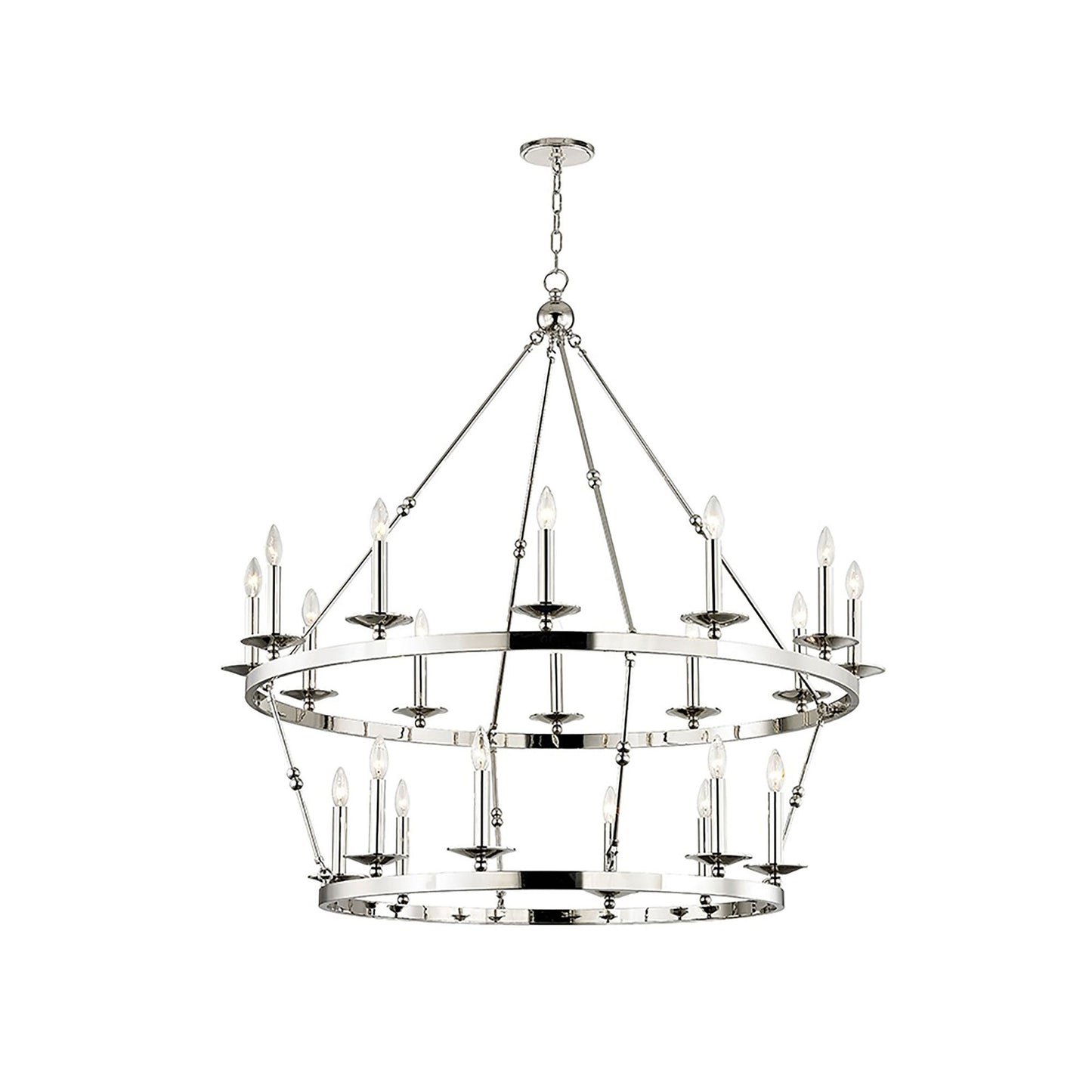 Allendale Chandelier in 20-Light/Polished Nickel.